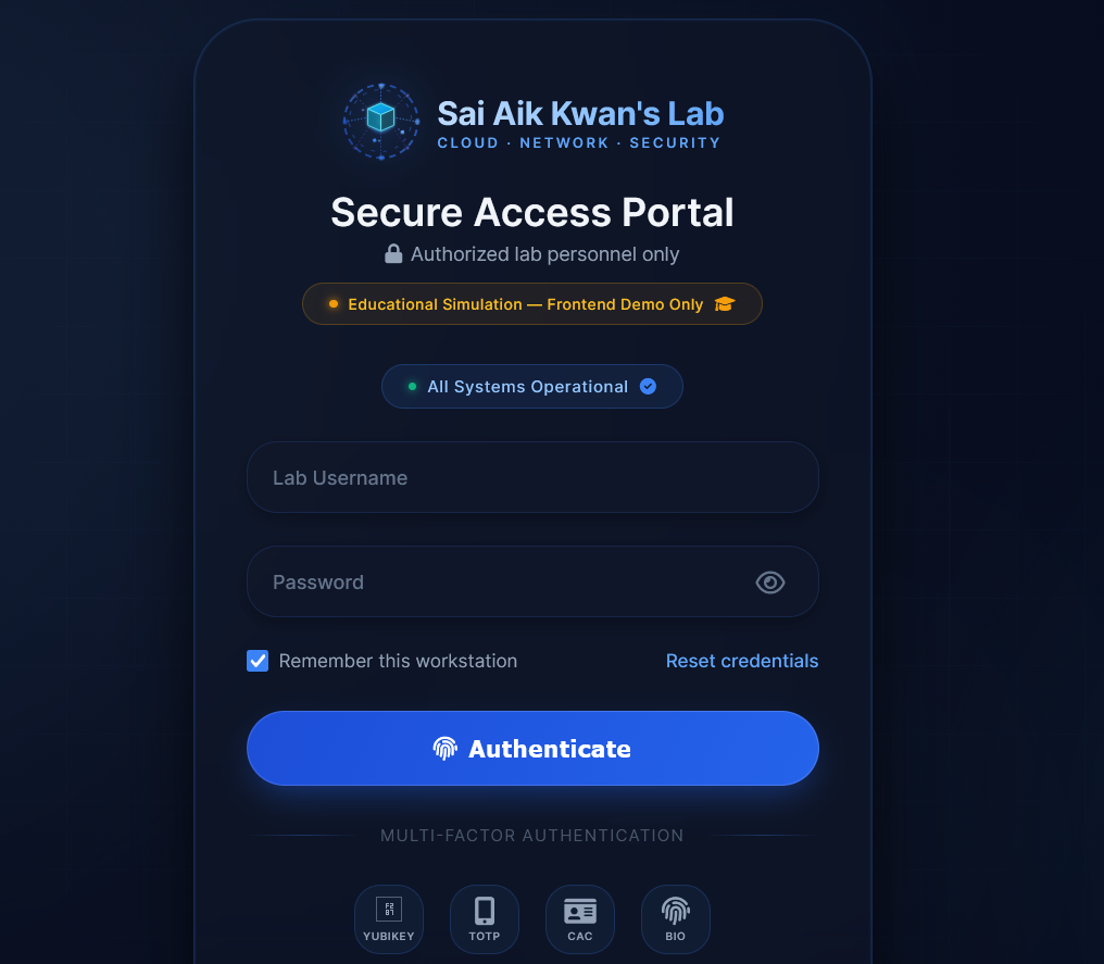 Lab Login Portal - Frontend
